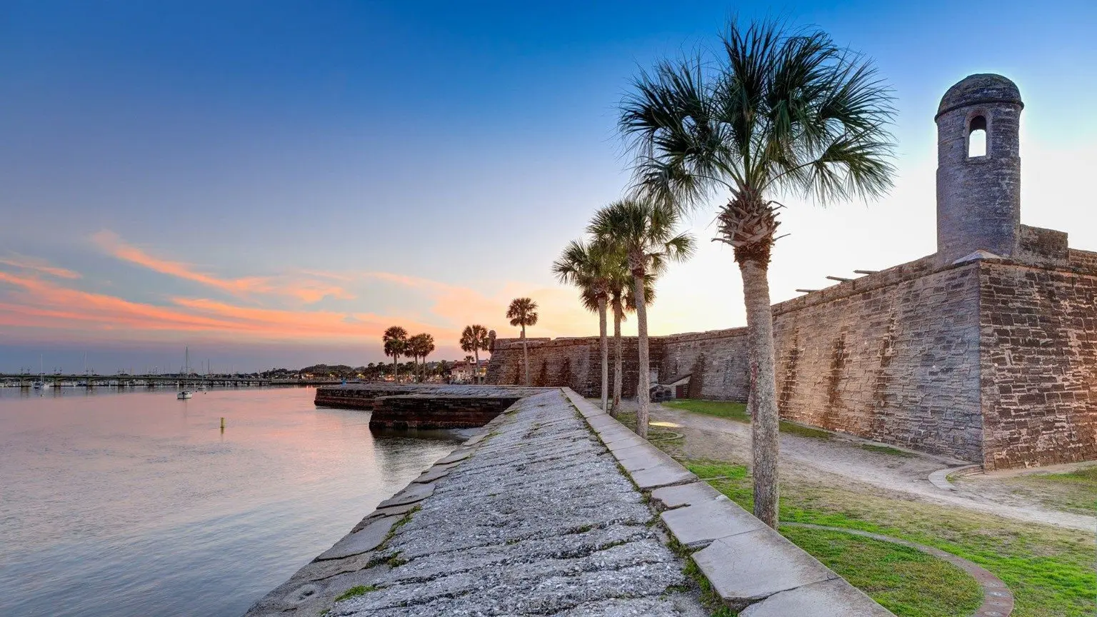 Castillo de San Marcos and the waterfront in St. Augustine, Florida
