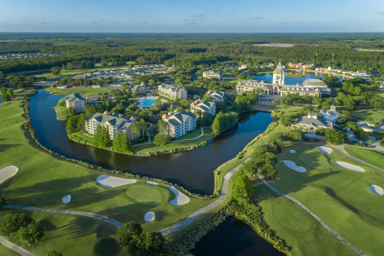 Aerial view of World Golf Village and golf course